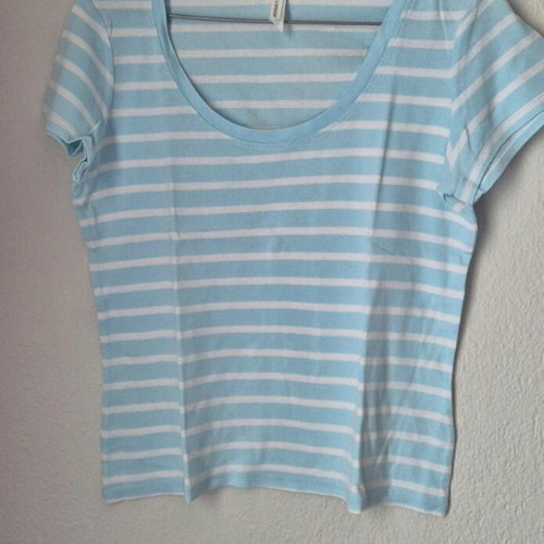 Striped women's blouse Marks & Spencer like new, blue and white, short-sleeve