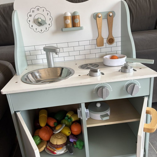 Wooden Play Kitchen with Accessories used