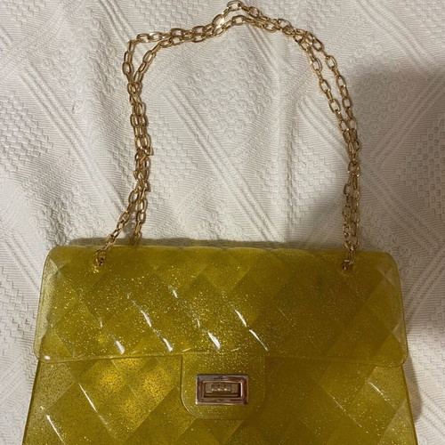 Yellow shoulder bag with glitter like new