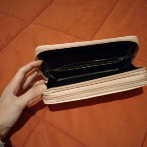 Women's wallet used, pink with detachable strap