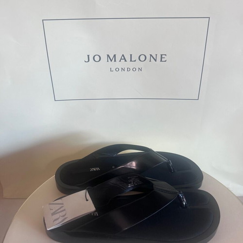 Zara thong sandals new, size 38, black flatform