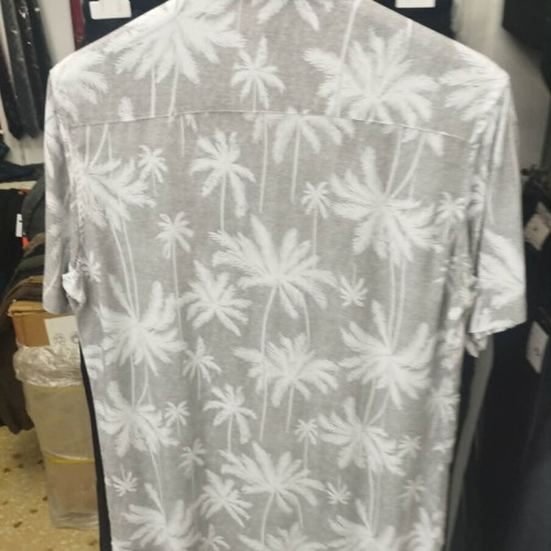 Men's Shirt gray with palm trees new, sizes S-3XL