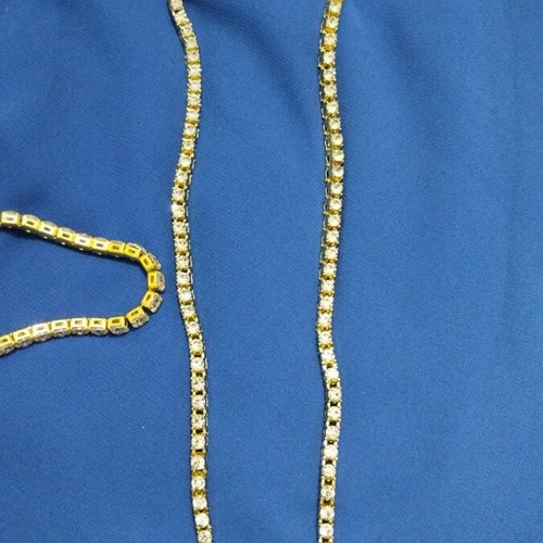 Tennis necklace 55cm gold plated steel new