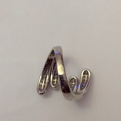 Vintage platinum plated ring with white zircon, adjustable size, like new