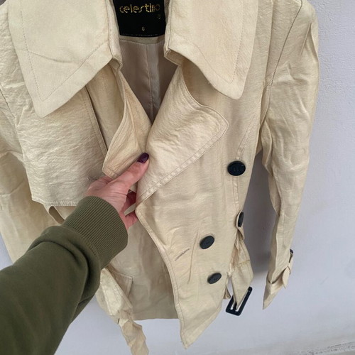 Celestino trench coat used, beige with glitter thread