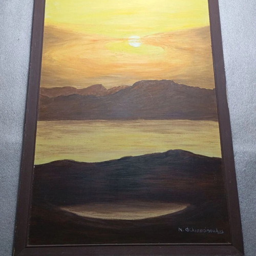 Sunset Painting by N. Filippopoulos used, landscape art