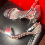 Silver sandals used size 40 with ankle strap and 9cm heel