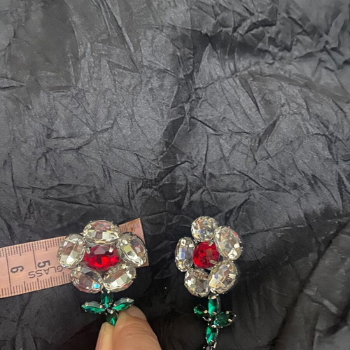 Statement flower earrings new with rhinestones