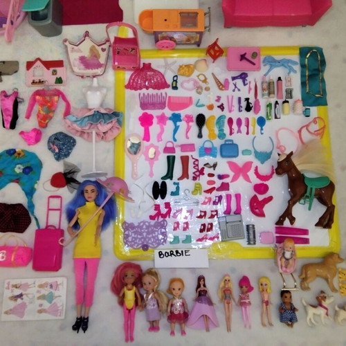 Barbie Mattel large set with furniture, 8 dolls, 9 animals, accessories