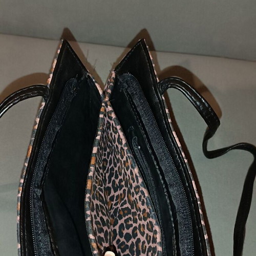 Animal print leopard shoulder bag, synthetic fabric
