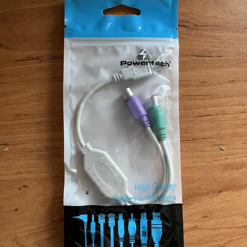 Powertech USB-A Male to PS/2 2x Female Adapter White New