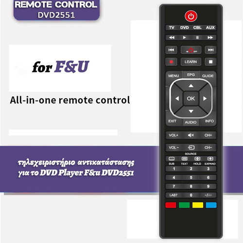 Remote control replacement for F&U DVD2551 new