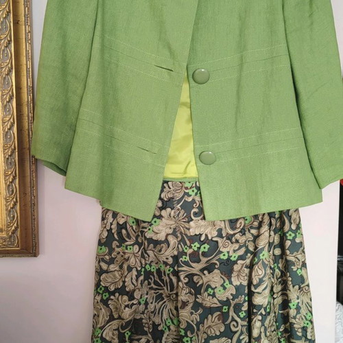 Jacket and skirt used, linen and silk with embroidery