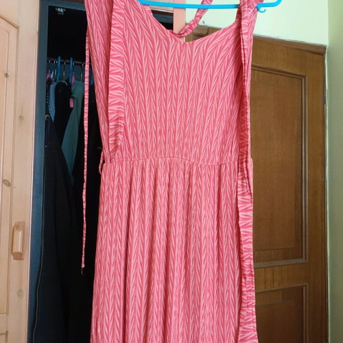 Coral long dress used with belt and side slits