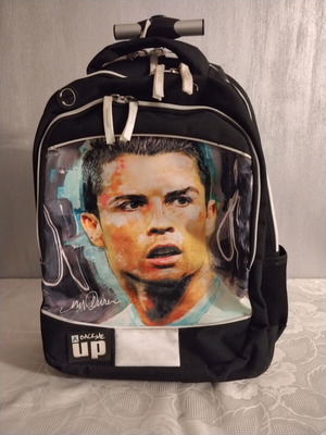 Ronaldo trolley school bag with 3 compartments