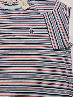 Μπλούζα κοντομάνικη ριγέ αντρική Original Penguin καινούργια, μέγεθος L, μπλε και κόκκινο