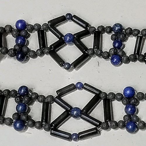 Choker necklace handmade from onyx with lava and lapis lazuli new