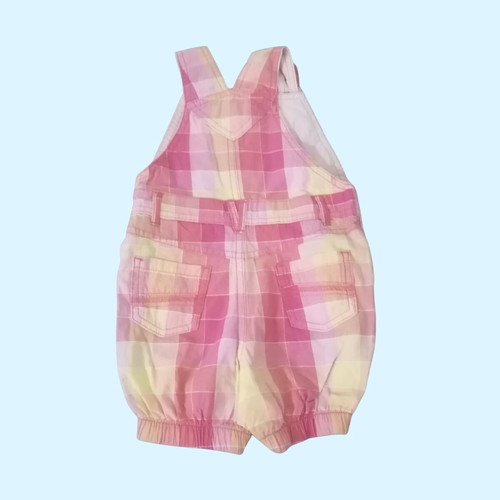 Baby summer romper pink and yellow plaid, like new
