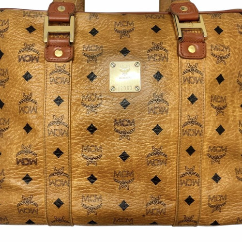 MCM Cognac Aren Visetos school tote bag