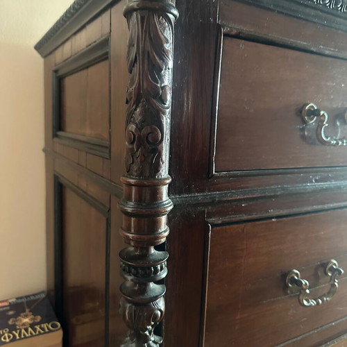 Classic wooden dresser with marble top