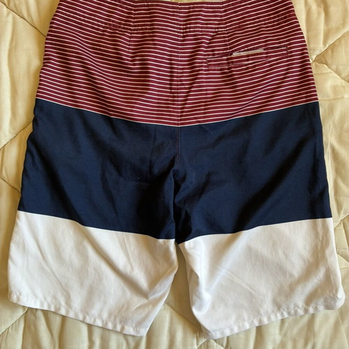 Hollister board shorts XS size dark blue burgundy striped swim trunks like new