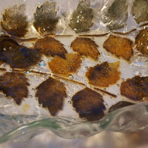Murano Handcrafted Glass Platter with Earthy Leaf Design like new