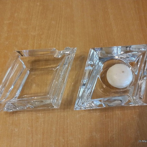 Crystal set ashtray and candle holder like new