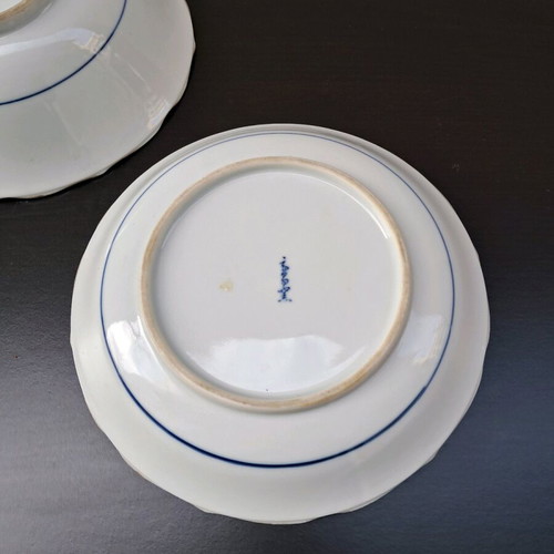 Vintage Japanese plate and bowl Meiji Period like new, blue and white porcelain