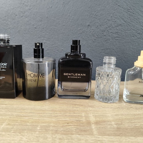Perfume bottles used, collection with Escada, Prada, Lancome, Moschino