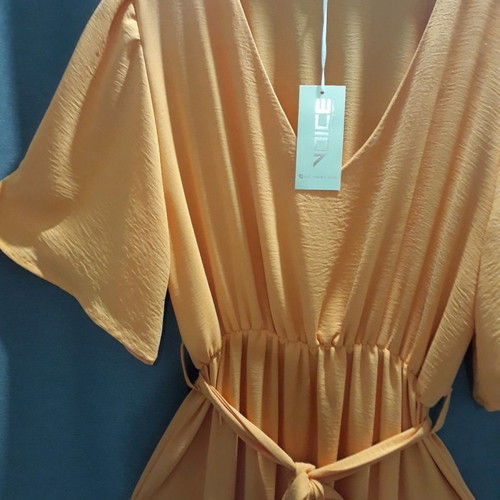 Γυναικείο φόρεμα Plus Size καινούργιο, μακρύ, πορτοκαλί με ζώνη