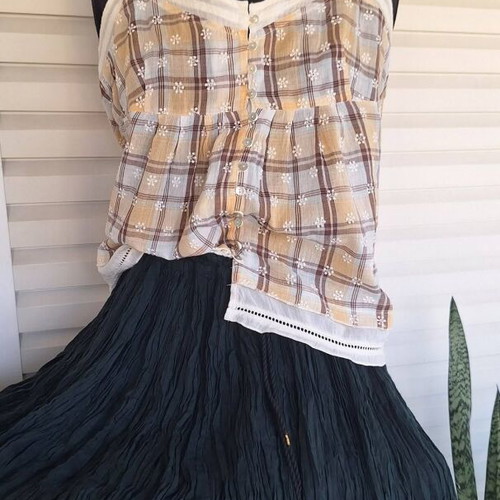 Boho style skirt and romantic top set, new, green and yellow