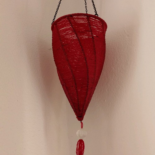 Retro red glass bead lampshade like new