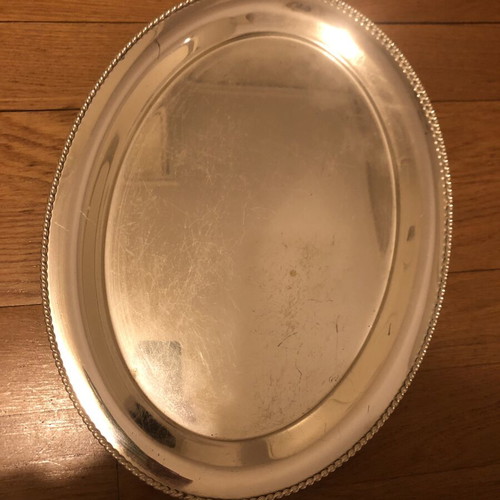 Silver Oval Tray vintage used, 42x32 cm