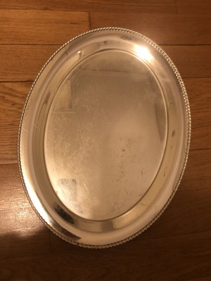 Silver Oval Tray vintage used, 42x32 cm