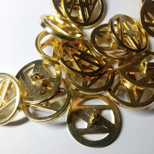 Metal buttons new, gold color, 3,000 pcs, 22 mm diameter