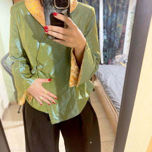Authentic traditional Chinese jacket like new, multicolor green