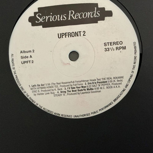 Up Front 2 vinyl record used, classic hip hop tracks