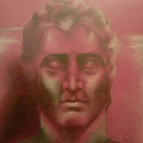 Alexander the Great bust drawing with pencil and pastel, new