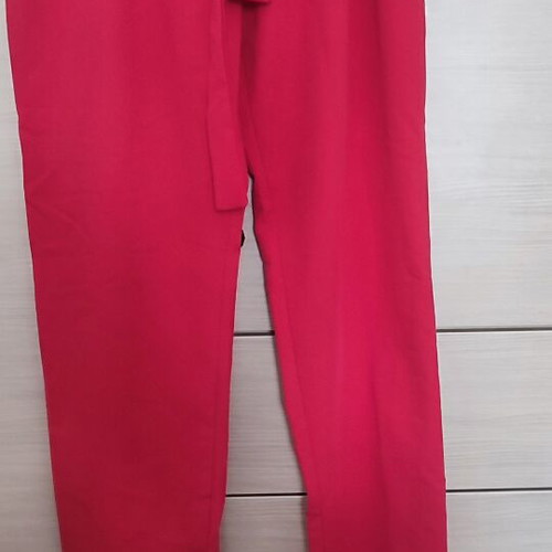 High-waisted pants with belt, like new, red, size M