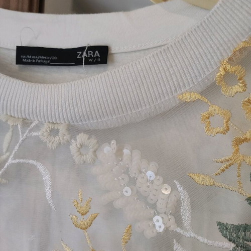 Zara vintage blouse medium cotton with transparency, like new, white