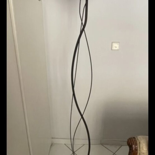 Modern floor lamp like new with black metal base and white glass shade