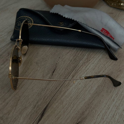 Ray-Ban Octagonal sunglasses black with gold like new with case and cloth