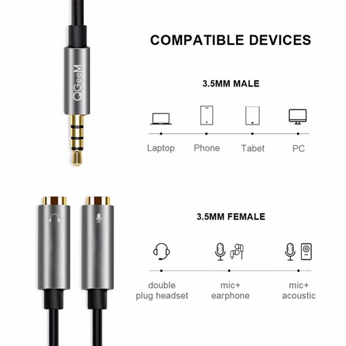 Audio splitter cable converter new for microphone and headphones