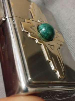 Zippo XI αναπτήρας μεταχειρισμένος με ορυκτή πέτρα μαλαχίτη