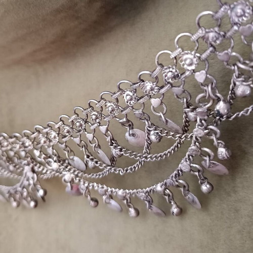 Collectible handmade tribal belly dance belt silver like new adjustable