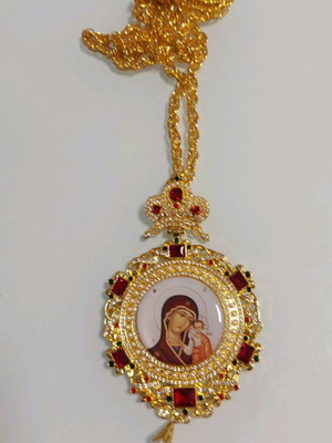 Archieratic engolpia new, two pieces with enamel gilded