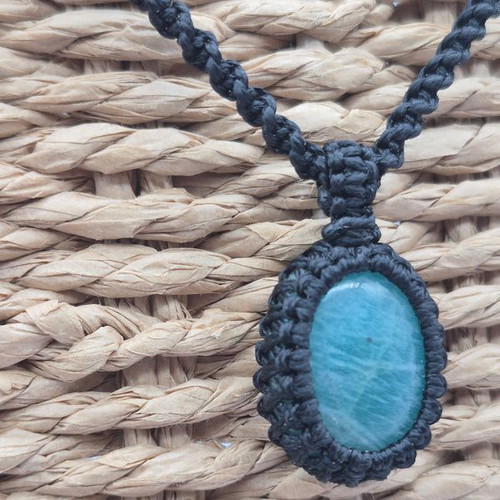 Amazonite Crystal Macrame Necklace new