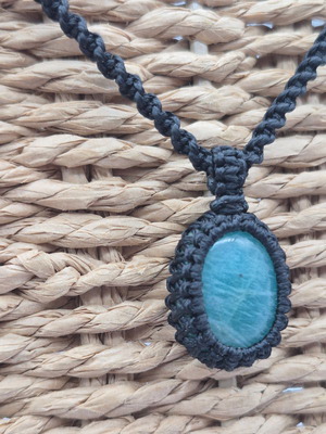 Amazonite Crystal Macrame Necklace new