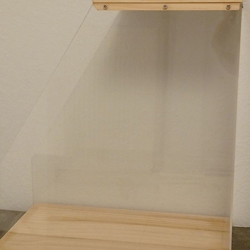 Vinyl Record Storage Holder like new, wooden and plastic, holds 50-60 records