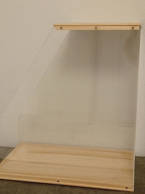 Vinyl Record Storage Holder like new, wooden and plastic, holds 50-60 records